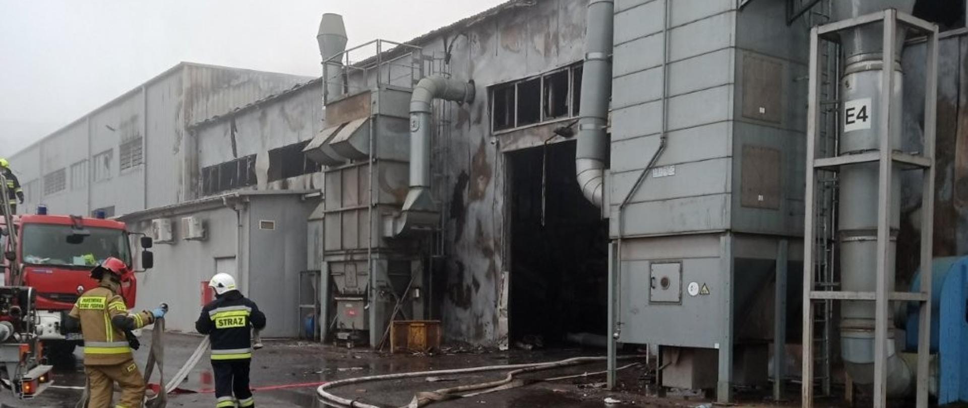 Widok hali po pożarze w Stalowej Woli