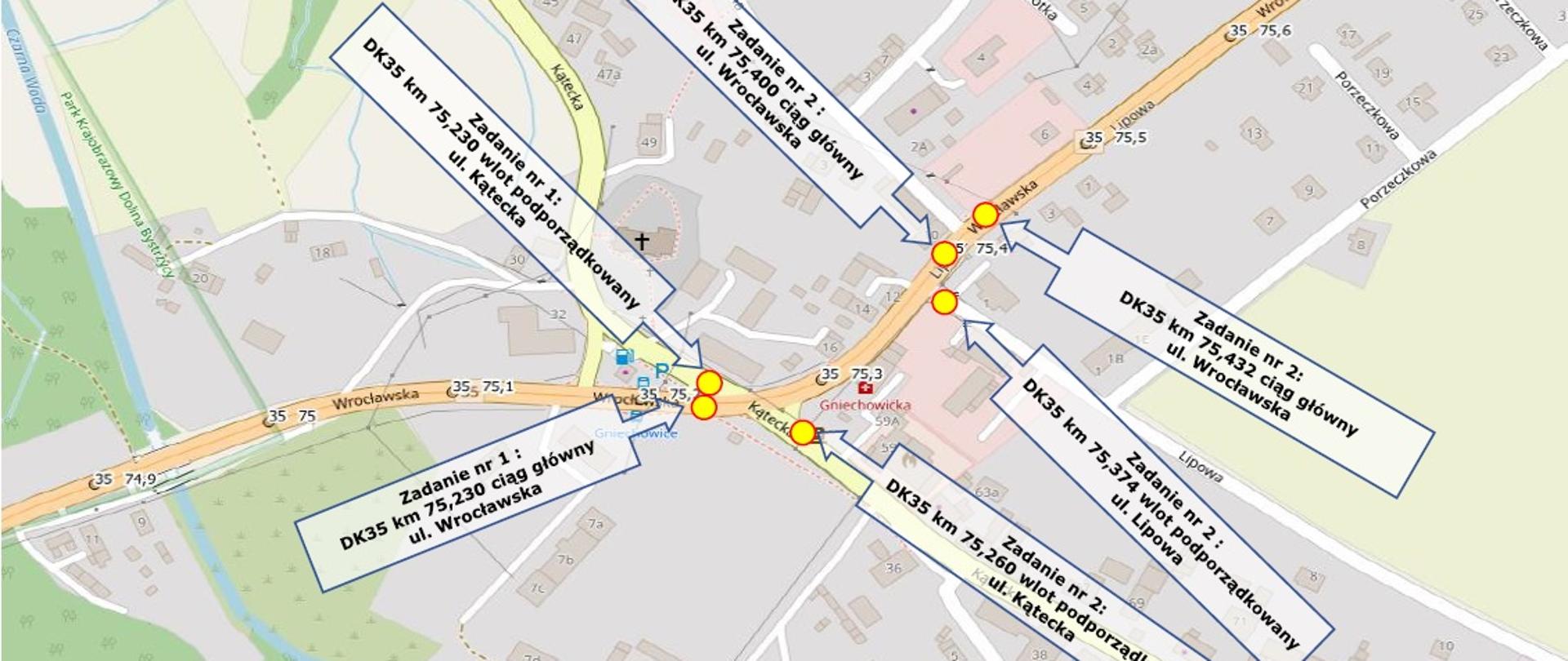 DK35 Gniechowice mapa orientacyjna