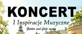 Banner z czarnymi napisami na temat koncertu w tle niebieskie niebo