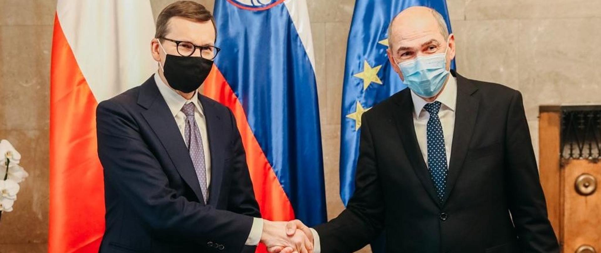 Premier RP Mateusz Morawiecki i Premier Słowenii Janez Jansa