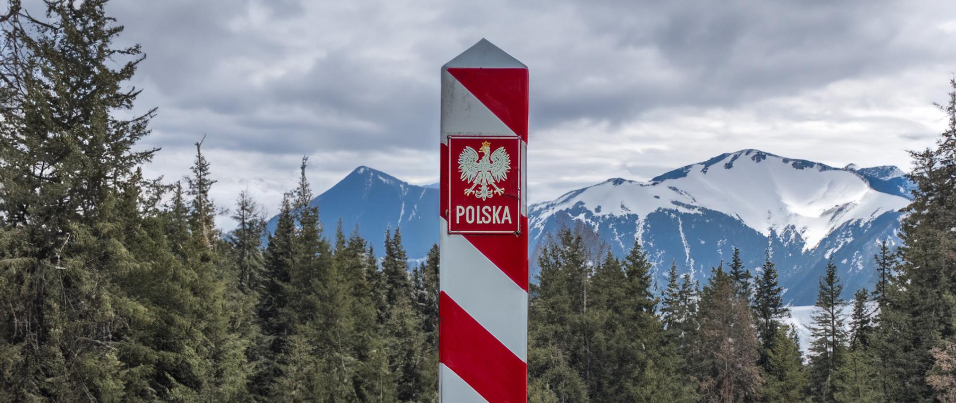 Słupek graniczny na granicy ze Słowacją