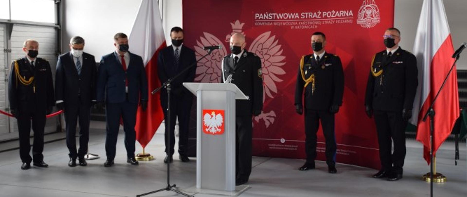 Uroczystość wręczenia promes na zakup nowych samochodów ratowniczo – gaśniczych oraz aktów włączenia do krajowego systemu ratowniczo – gaśniczego dla jednostek ochotniczych straży pożarnych z terenu województwa śląskiego