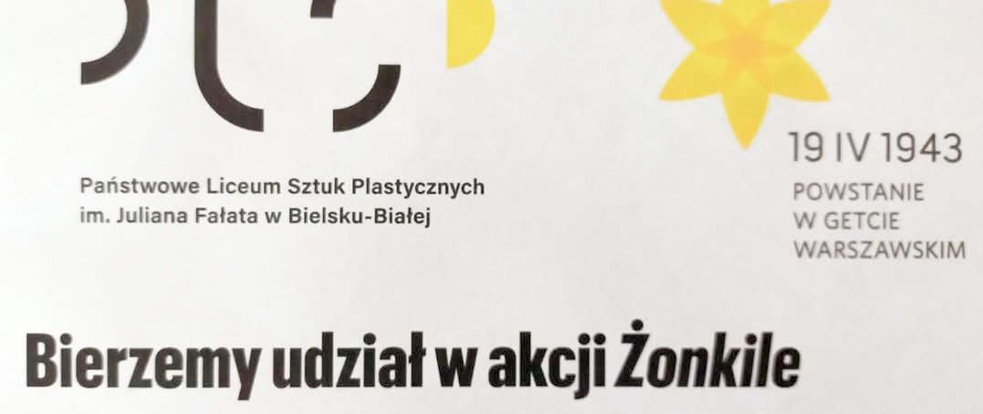 Fragment banera informującego o tym, że PLSP bierze udział w Akcji Żonkile