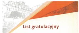 List gratulacyjny z okazji Jubileuszu trzydziestopięciolecia Szkoły