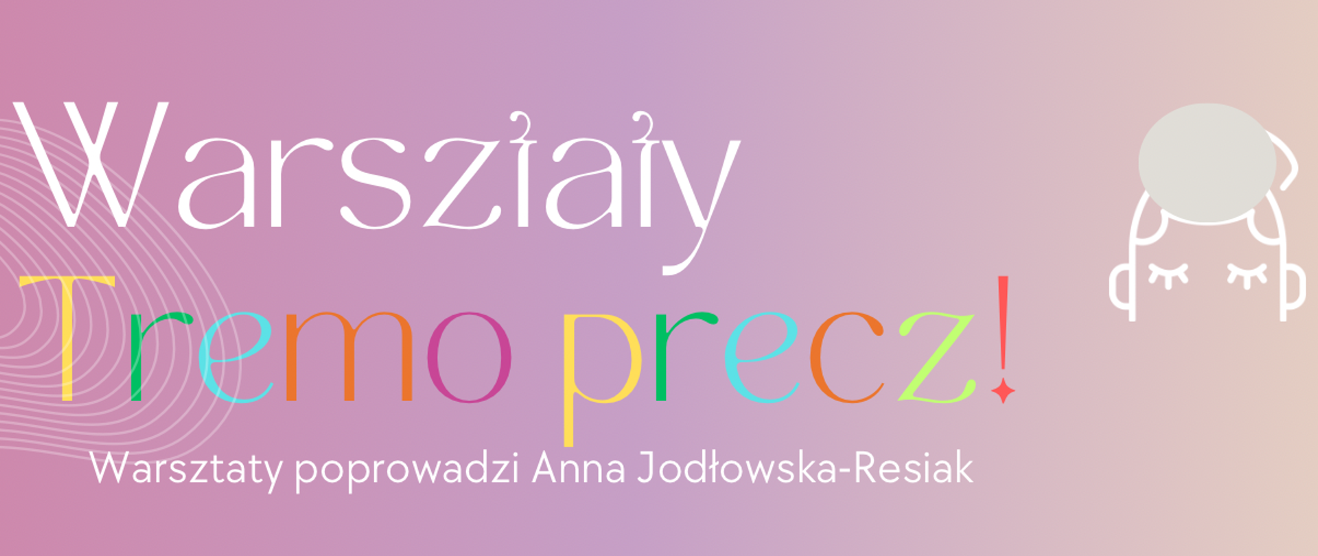 Plakat ze szczegółami warsztatów ze zdjęciami dzieci na fioletowym tle