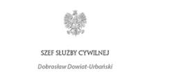 Na białym tle czarny napis Szef Służby Cywilnej Dobrosław Dowiat-Urbański
