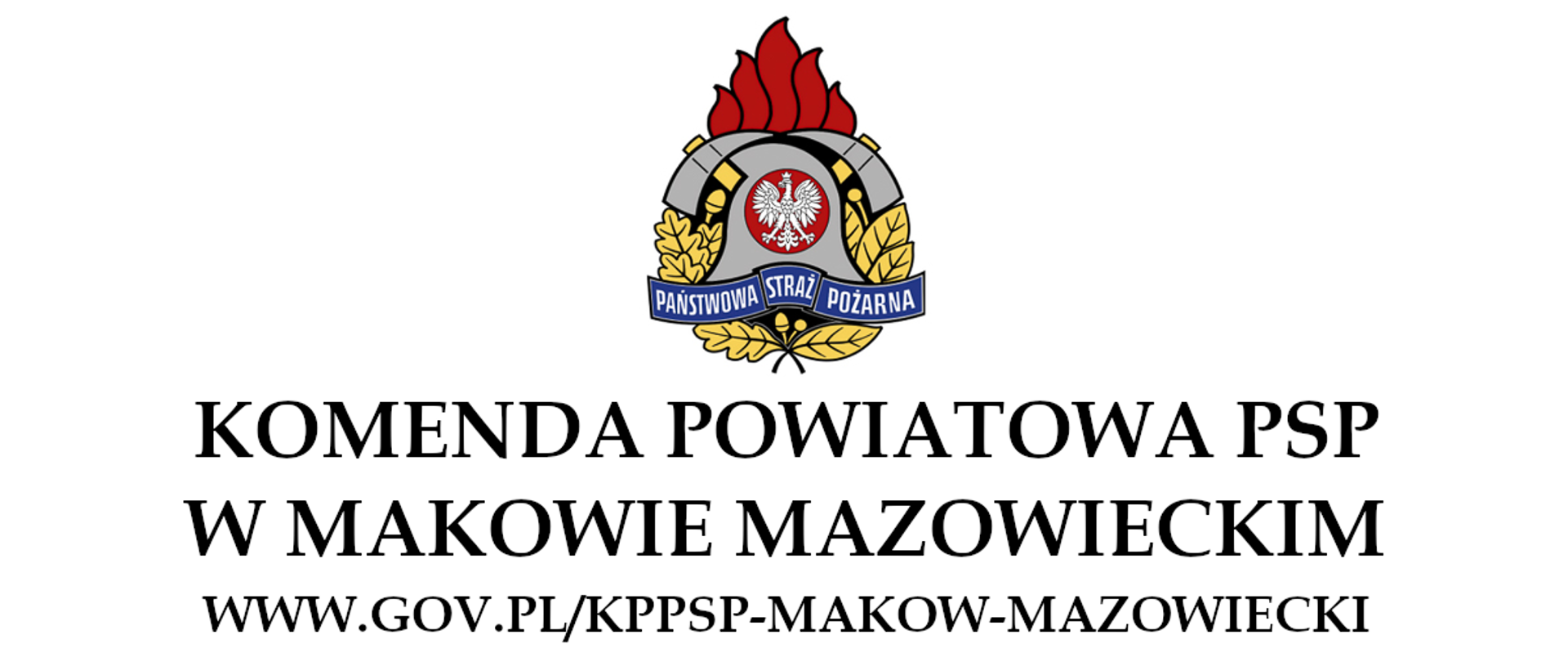 Logo PSP na białym tle razem z nazwą Komendy oraz adresem strony