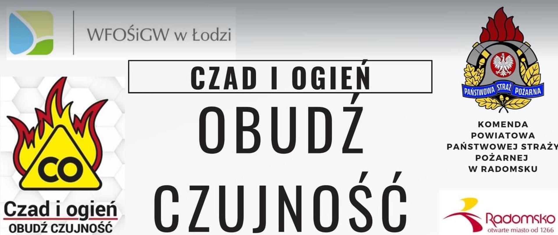 Slajd z prezentacji prowadzonej podczas akcji na głównym tle opis „Czad i ogień. Obudź Czujność”.