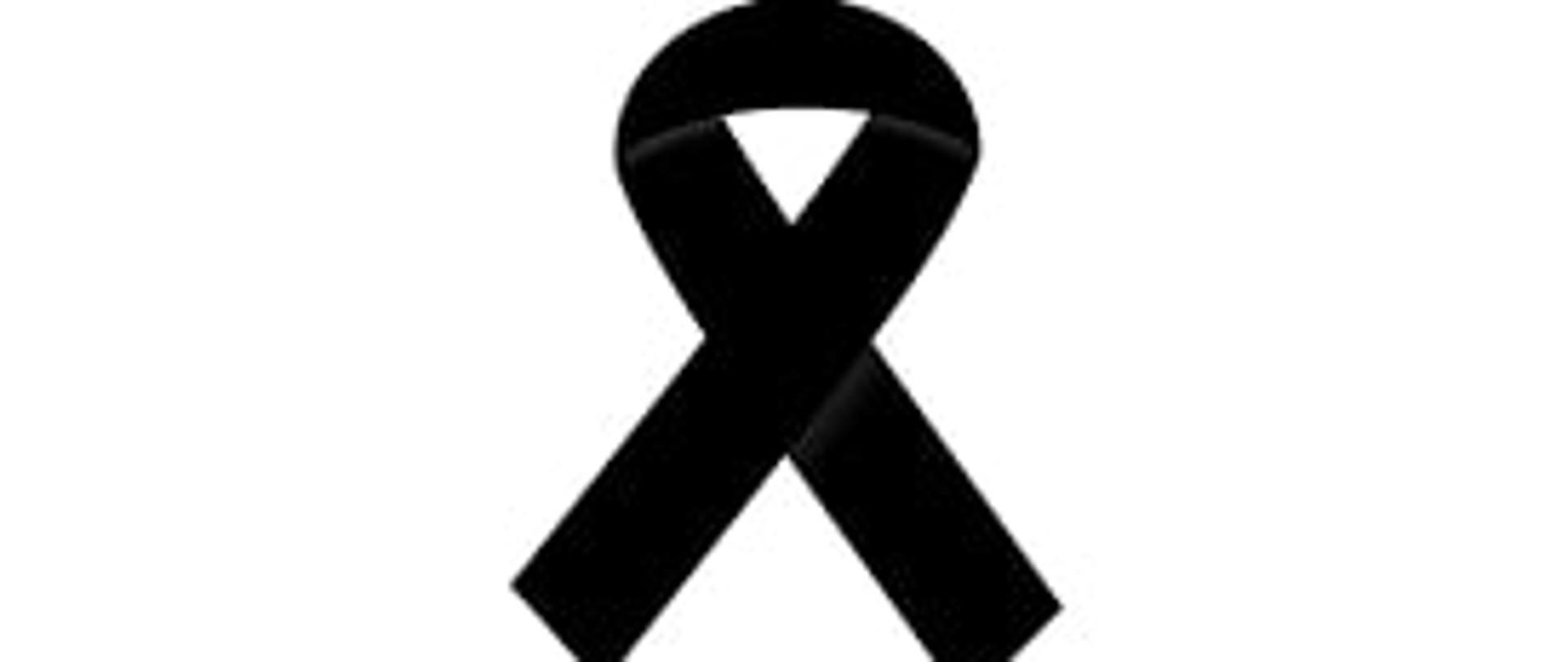 Wstążka załobna czarna na białym tle