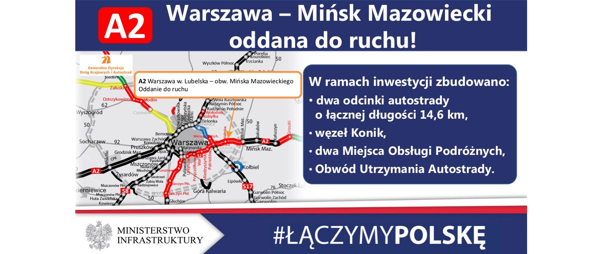 Pierwsze 15 kilometrów autostrady A2 na wschód od Warszawy oddane do ruchu