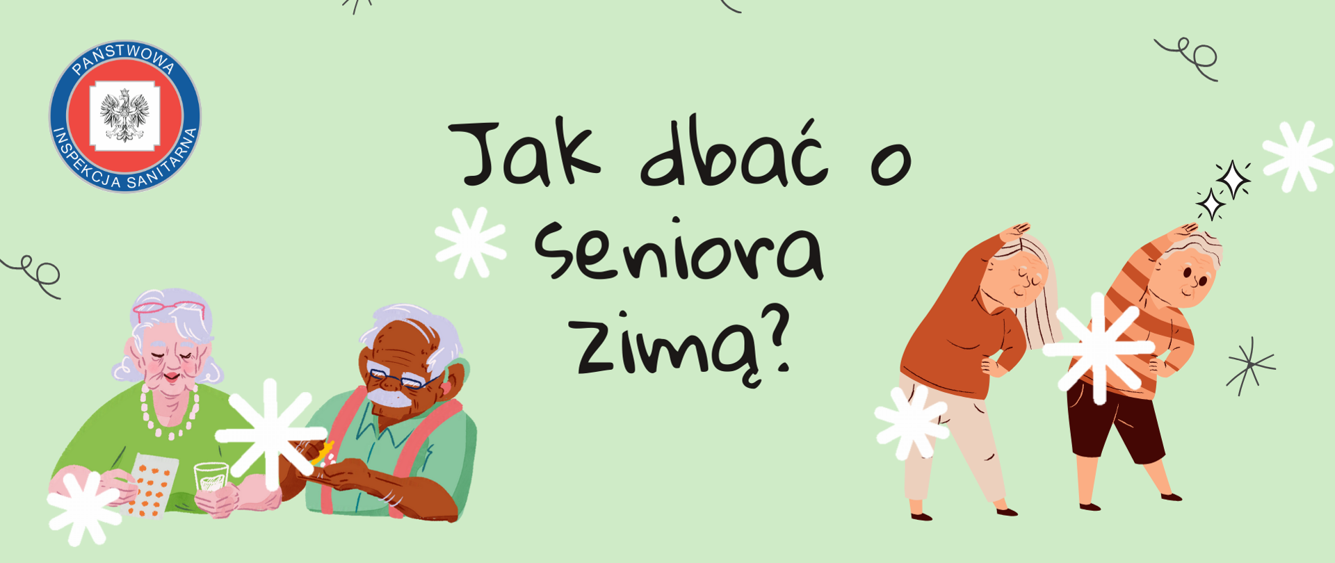 infografika przedstawia seniorów, którzy są aktywni w porze zimowej