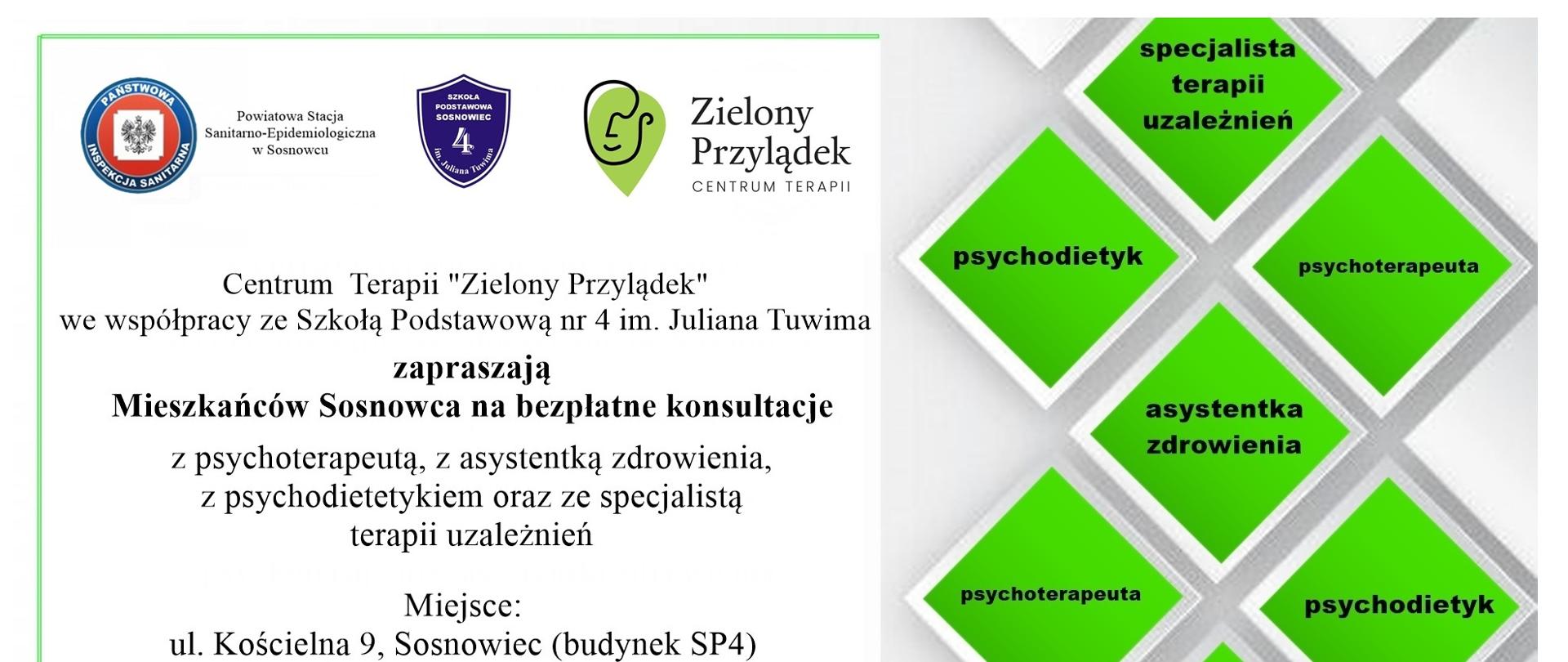 plakat punkt konsultacyjny SP 4 w Sosnowcu