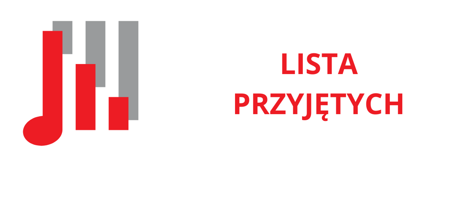 Białe tło, po lewej logo szkoły, test czerwony - LISTA PRZYJĘTYCH