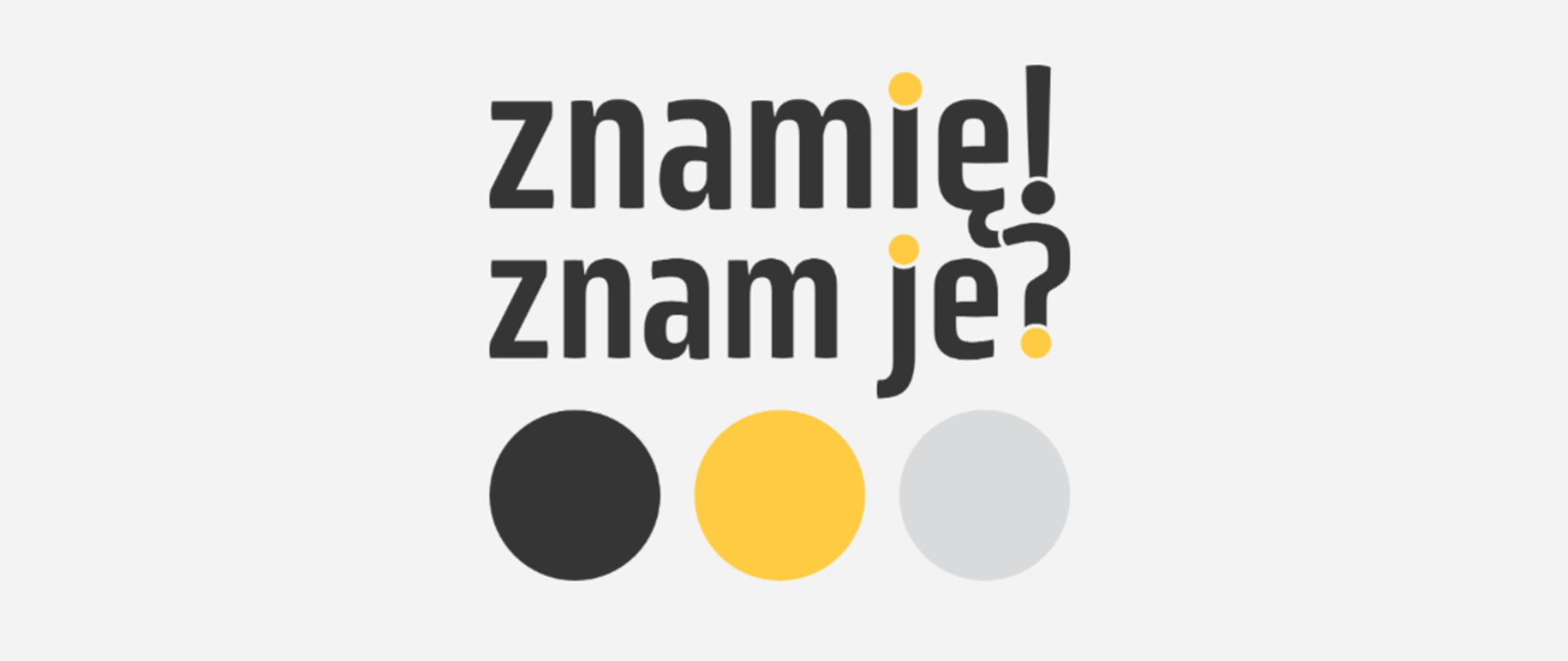 Grafika z napisem ‘Znamię! Znam je?’ oraz trzema kołami w kolorach czarnym, żółtym i szarym, wykorzystywana w kampanii dotyczącej kontroli znamion.