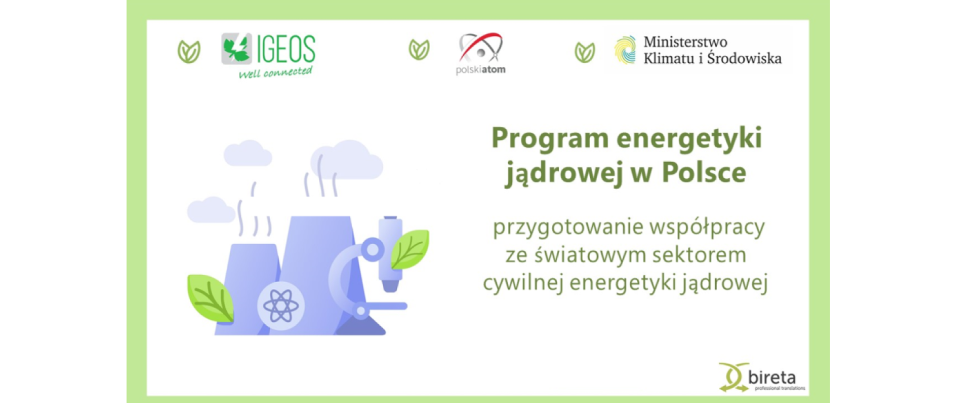 Grafika promująca webinar Program energetyki jądrowej w Polsce 
