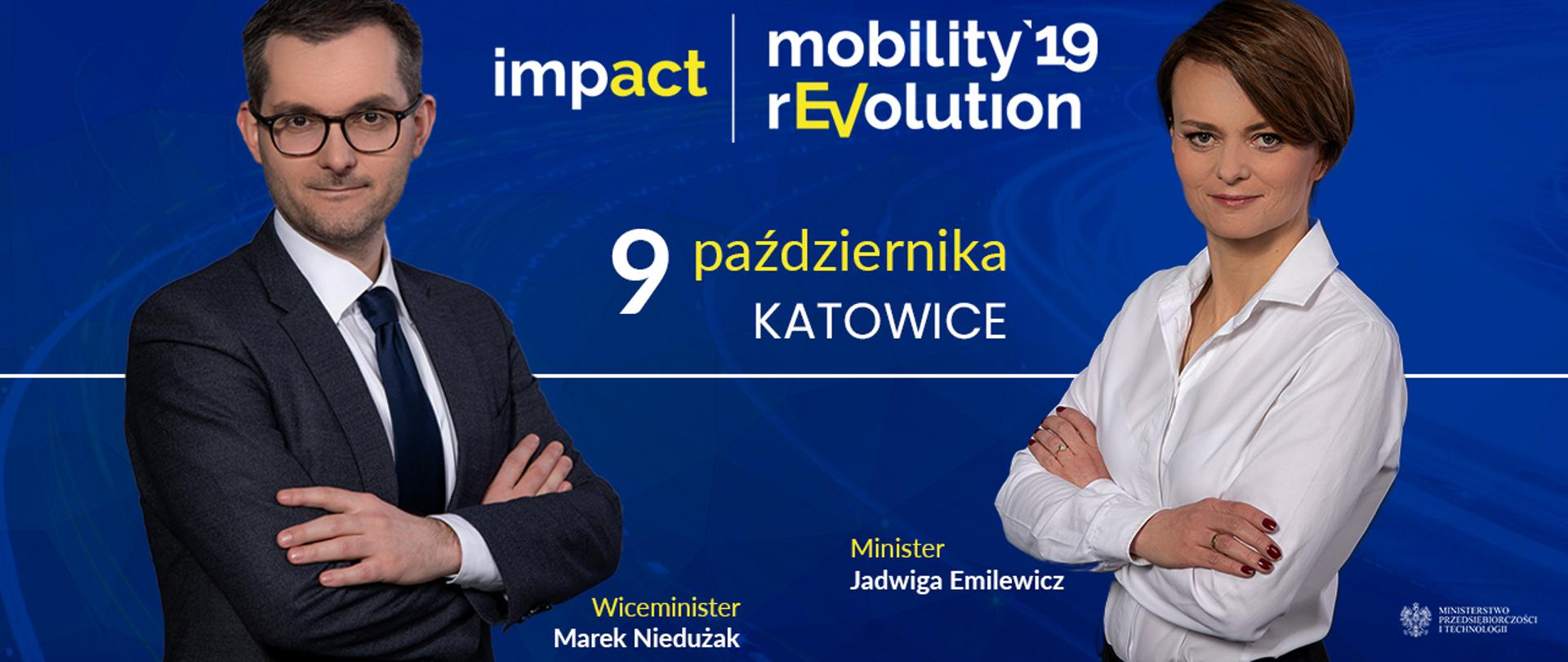 Infografika zapowiadająca udział ministrów na Impact - na grafice zdjęcia ministrów i data