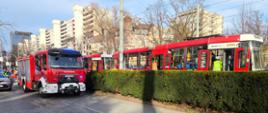 Wypadek z udziałem osoby pieszej i tramwaju.