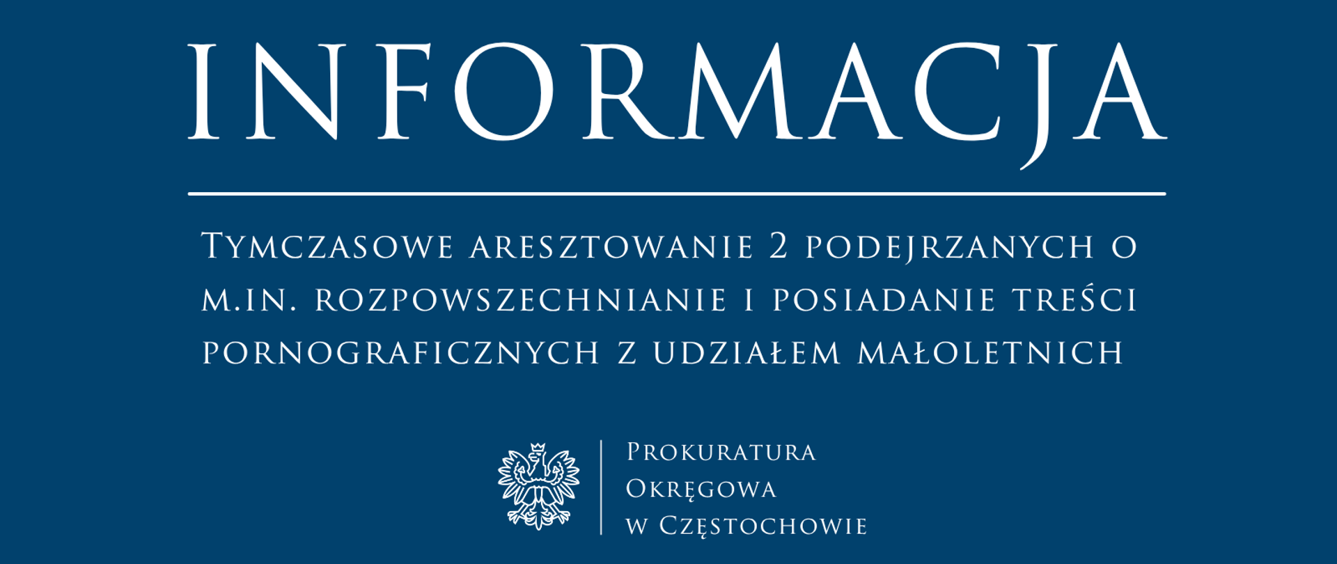 Tymczasowe aresztowanie 2 podejrzanych o m.in. rozpowszechnianie i posiadanie treści pornograficznych z udziałem małoletnich