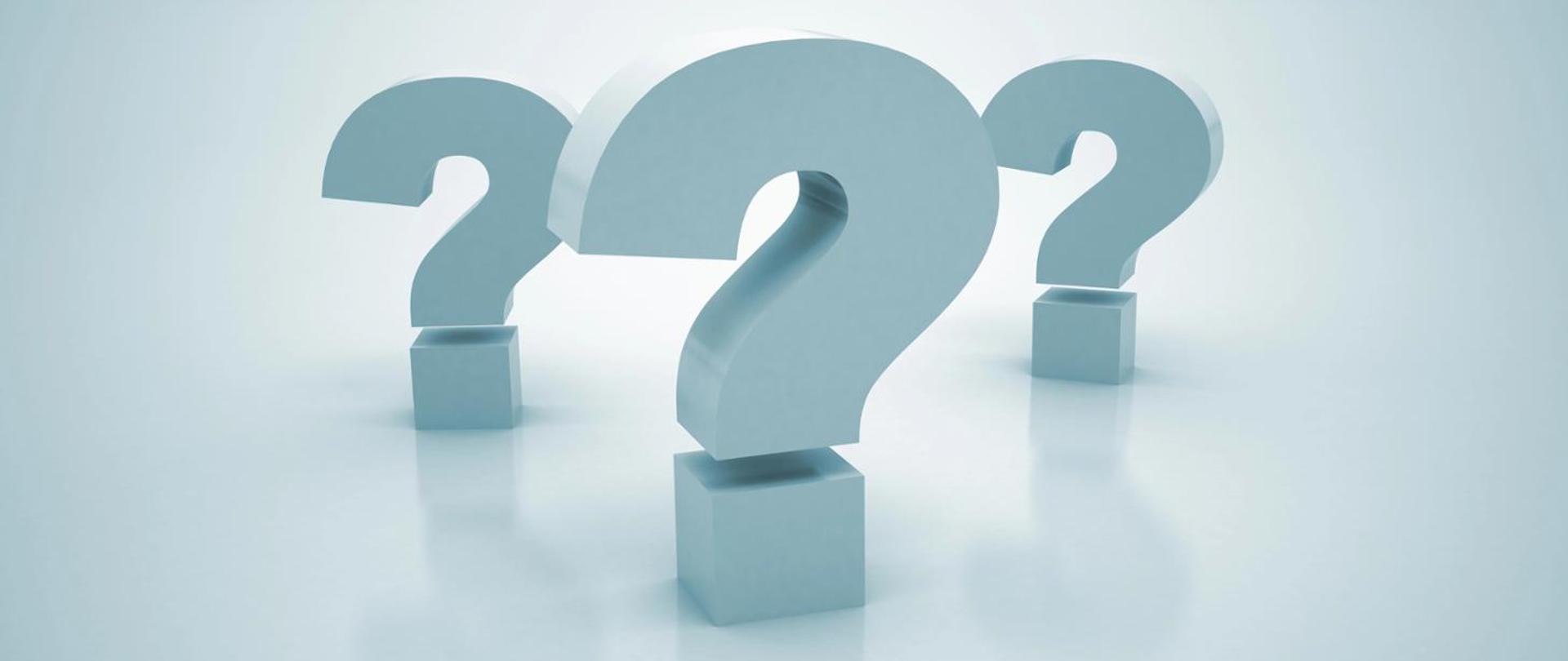 Na grafice widoczne są trzy znaki zapytania