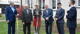 Sadzenie drzewa, którego dokonali m.in. Sylwester Dąbrowski, Wicewojewoda Mazowiecki; Dorota Skrzypek, Mazowiecki Wicekurator Oświaty; Robert Wróblewski, Wójt Gminy Winnica. 
