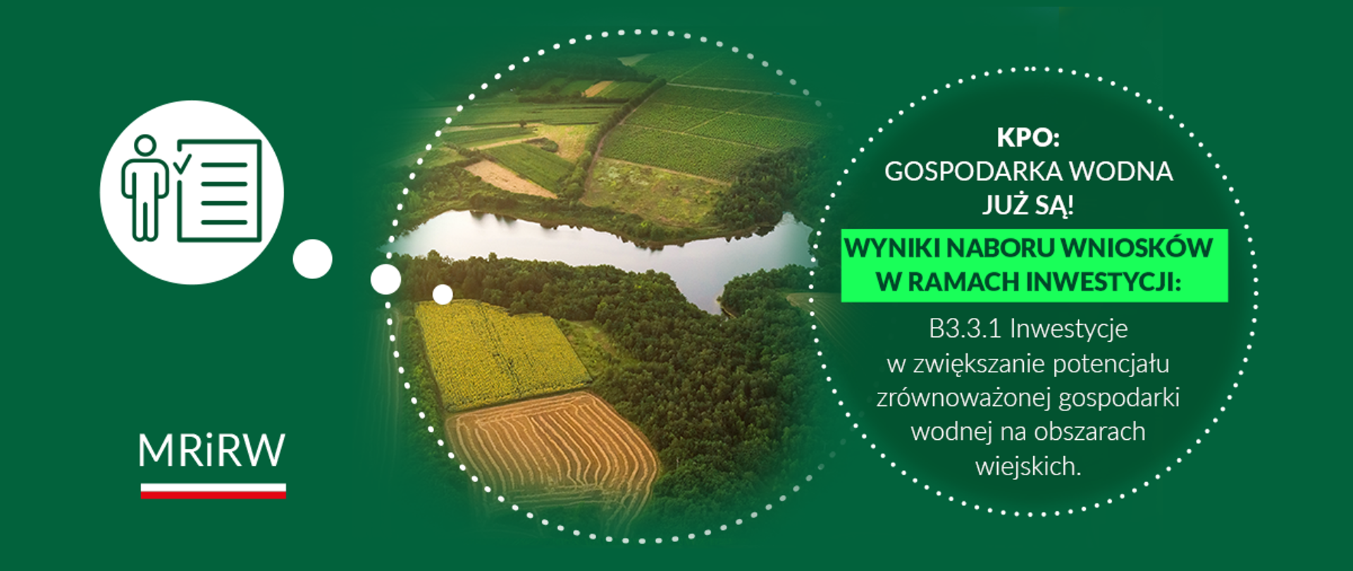 KPO: gospodarka wodna – wyniki II naboru wniosków skierowanego do wojewódzkich ośrodków doradztwa rolniczego