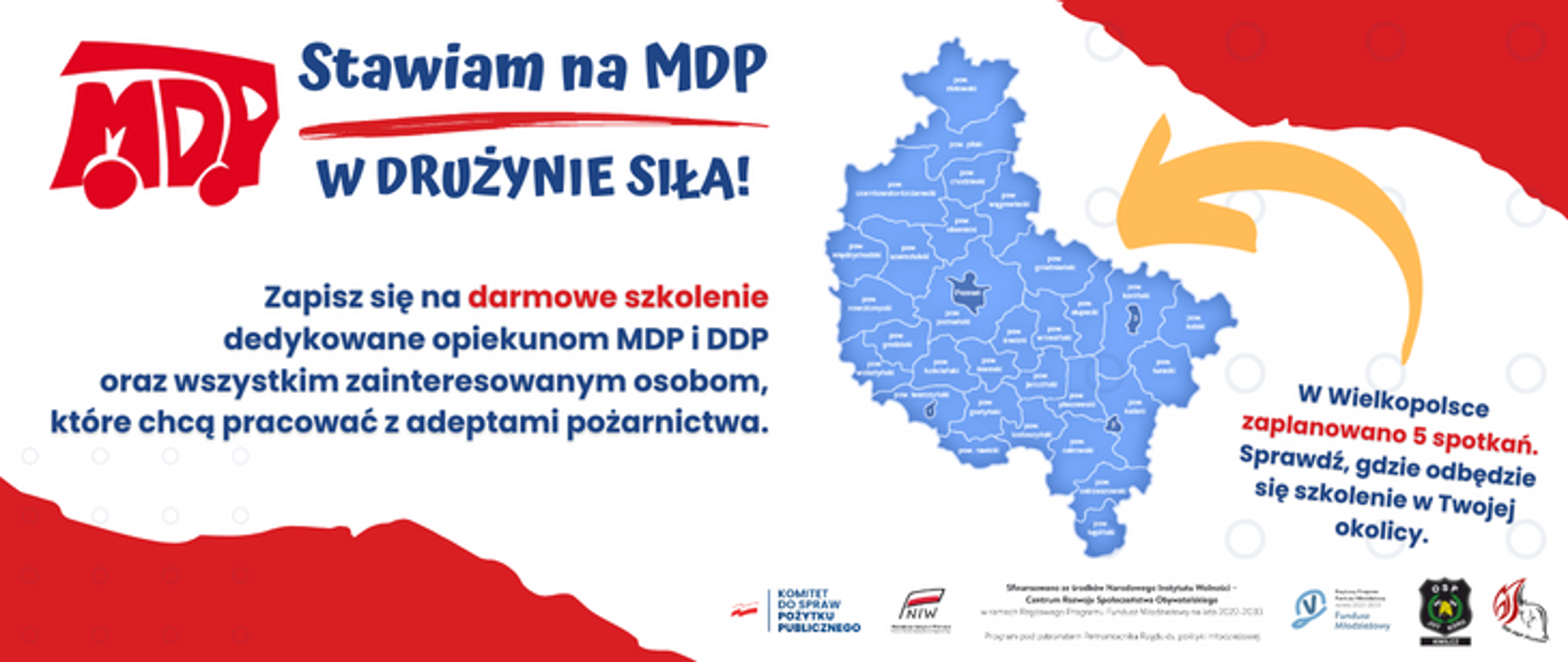 Baner przedstawiający mapę województwa wielkopolskiego z podziałem administracyjnym 