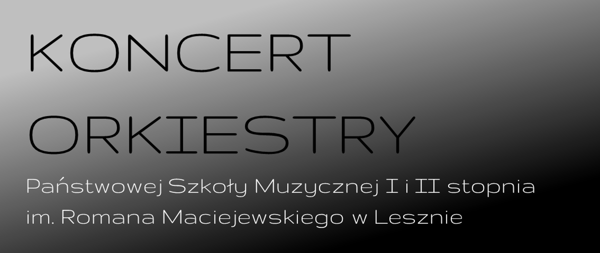 Plakat na czarno-białym tle z białymi i ciemnoszarymi napisami. U góry nazwa wydarzenia. W centrum imię i nazwisko dyrygenta. Z prawej strony dłonie trzymające batutę. U dołu harmonogram data koncertu i miejsce koncertu. W prawym dolnym rogu logo organizatorów.
