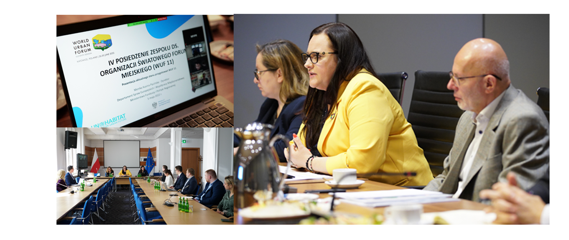 Kolaż zdjęć ze spotkań wiceminister Małgorzaty Jarosińskiej-Jedynak
