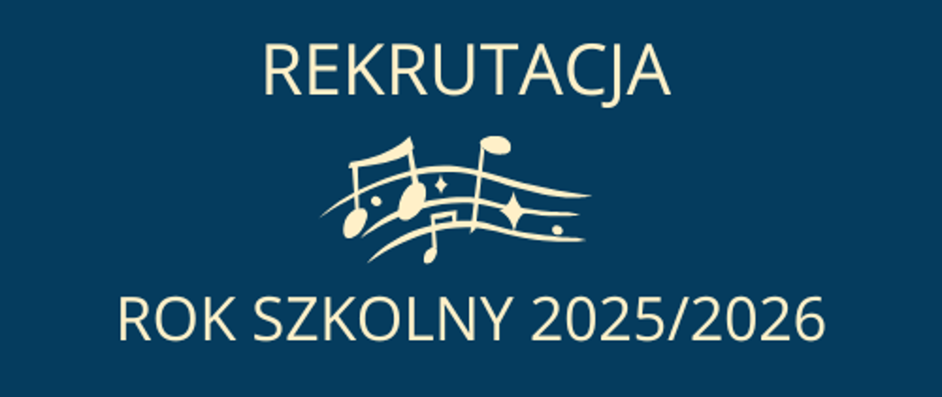 Grafika na granatowym tle napis rekrutacja, rok szkolny 2025/2026
