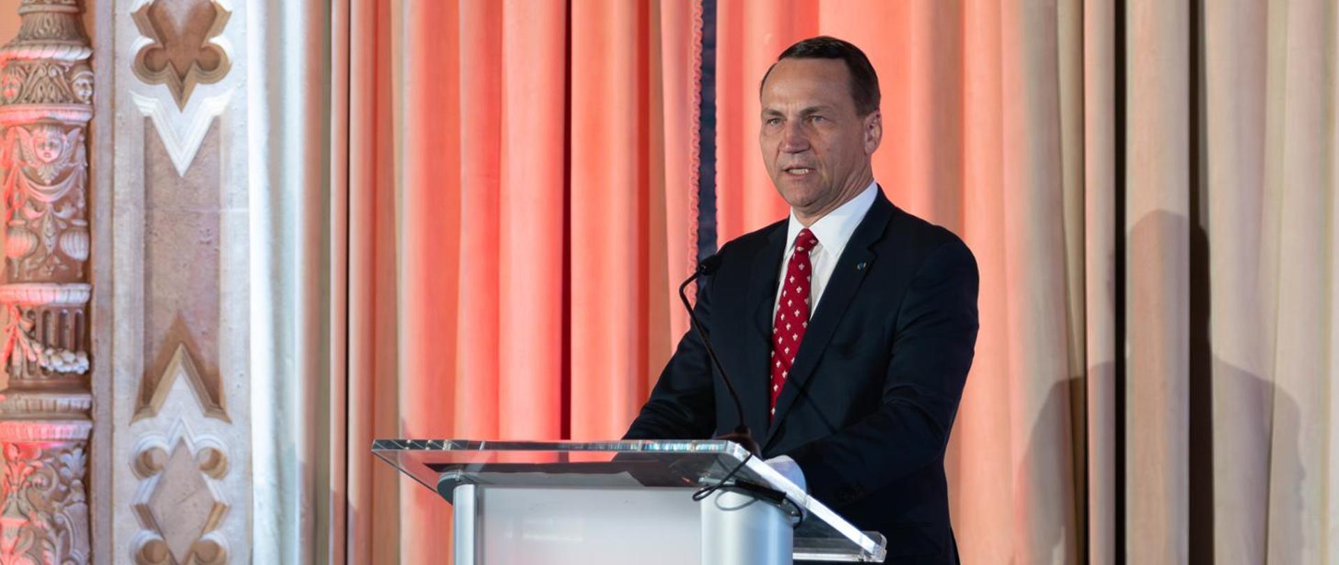 Wystąpienia Ministra Radosława Sikorskiego i Sekretarza Stanu Marco Rubio podczas ceremonii wręczenia Nagrody Solidarności im. Lecha Wałęsy 