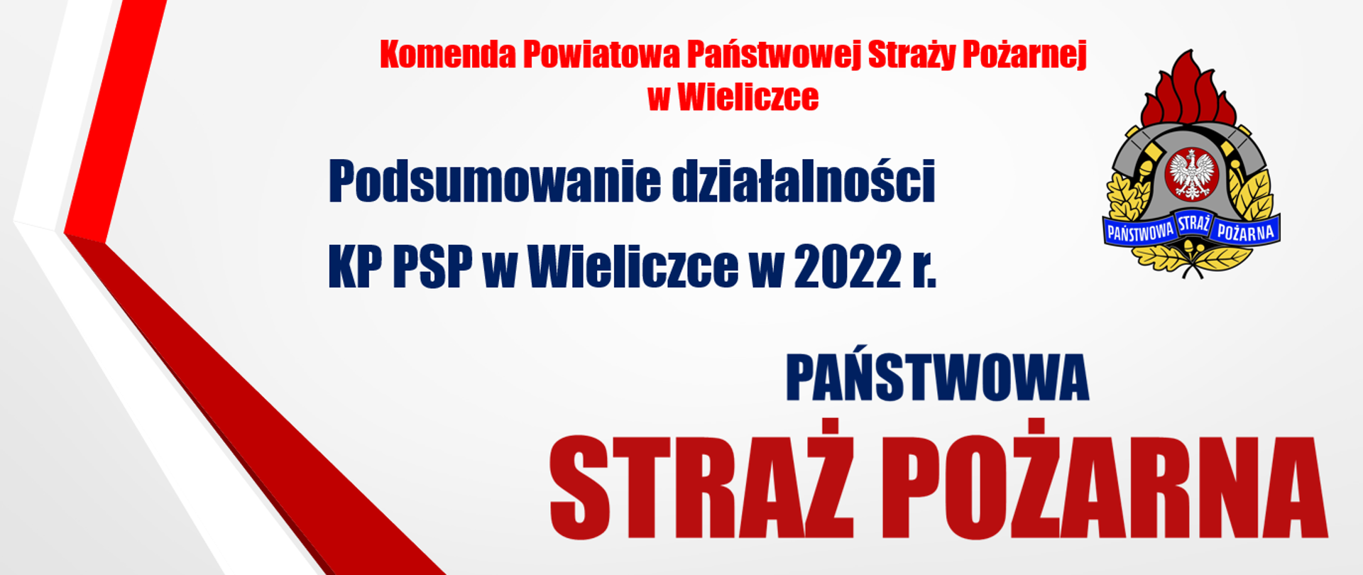 Podsumowanie działalności KP PSP w Wieliczce w 2022 r - widoczny slajd z prezentacji
