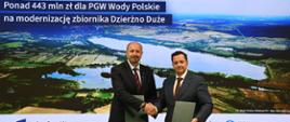 Na zdjęciu od lewej strony: Robert Gajda, Zastępca Prezesa NFOŚiGW, Mateusz Balcerowicz, Prezes Państwowego Gospodarstwa Wodnego Wody Polskie.