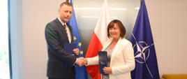 Minister Alicja Kulka - p.o. Głównego Geodety Kraju, Mikołaj Wild - Prezes Zarządu Centralnego Portu Komunikacyjnego