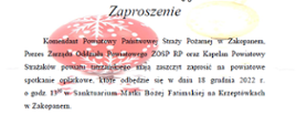 Zaproszenie na strażacki opłatek powiatowy
