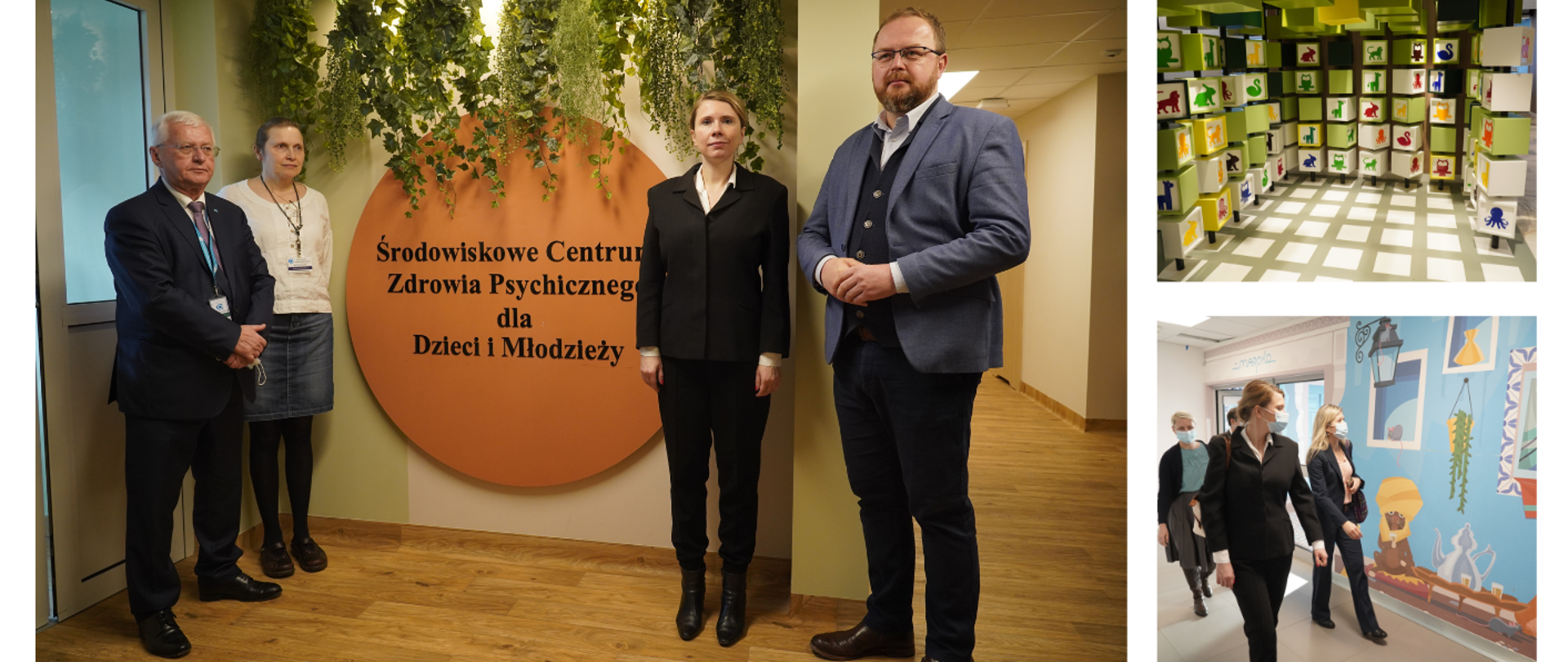 Kolaż trzech zdjęć z wizyty wiceminister Moniki Sikory w Centrum Zdrowia Zdrowia