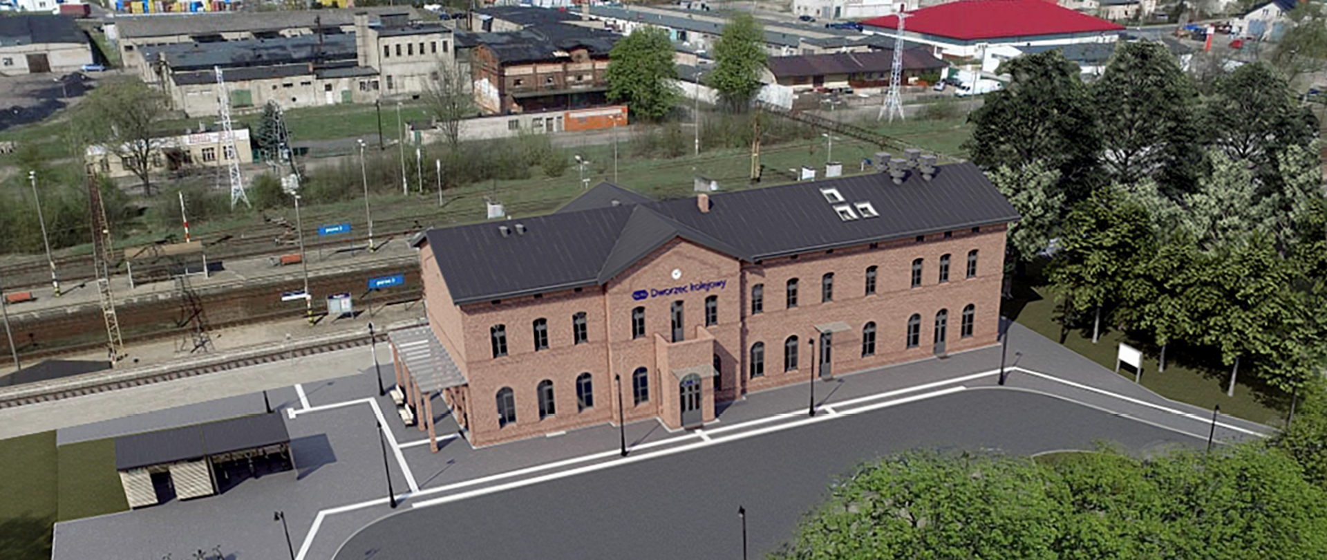 Wizualizacja dworca kolejowego w Mogilnie 