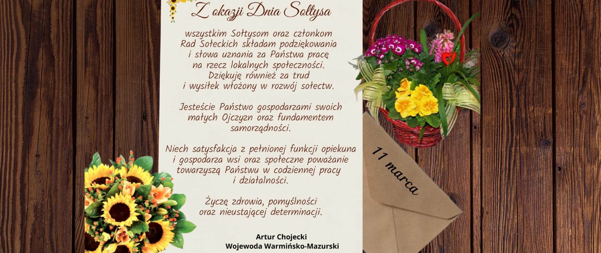 kwiaty, kosz, list, koperta 