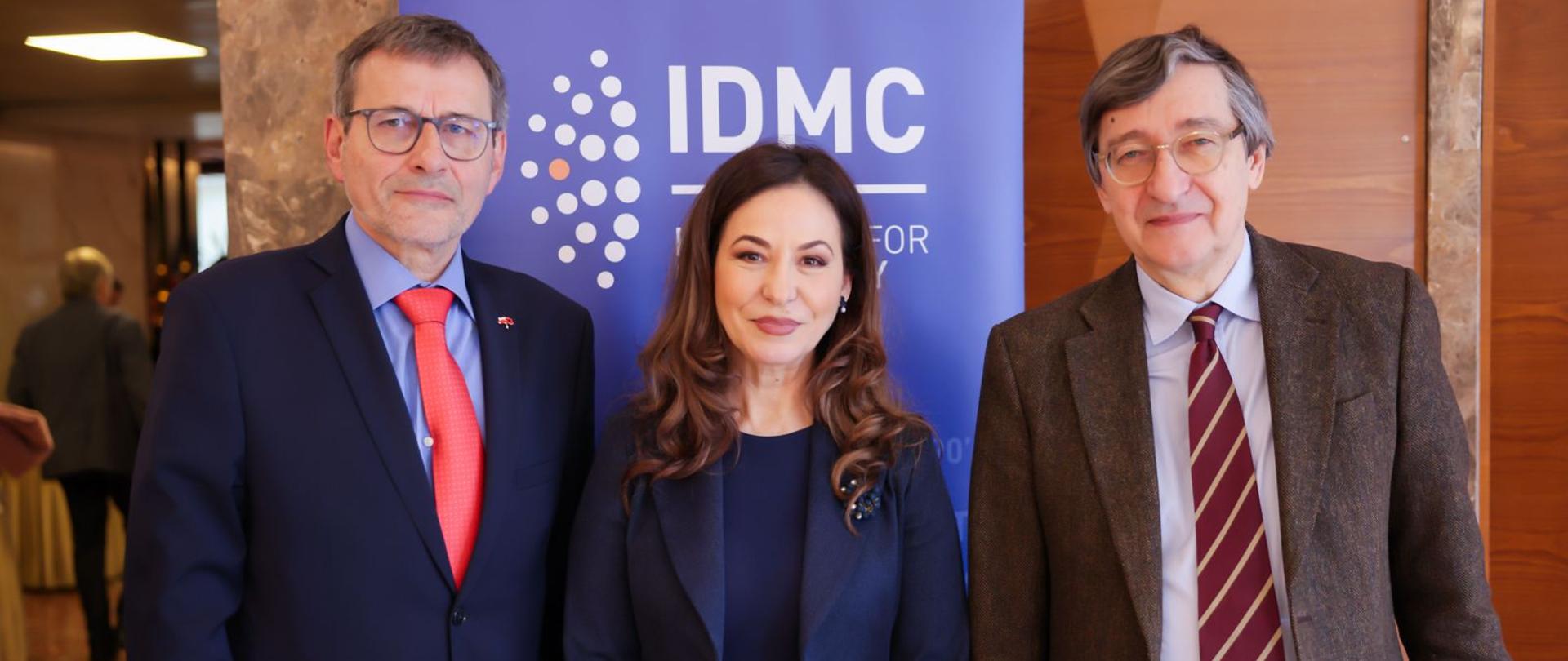 Chargé d'affaires of the Republic of Poland in Albania, Wojciech Unolt, Jonila Godole, Director of the Institute for Democracy Media and Culture and Professor Jan Skórzyński, historian and publicist.