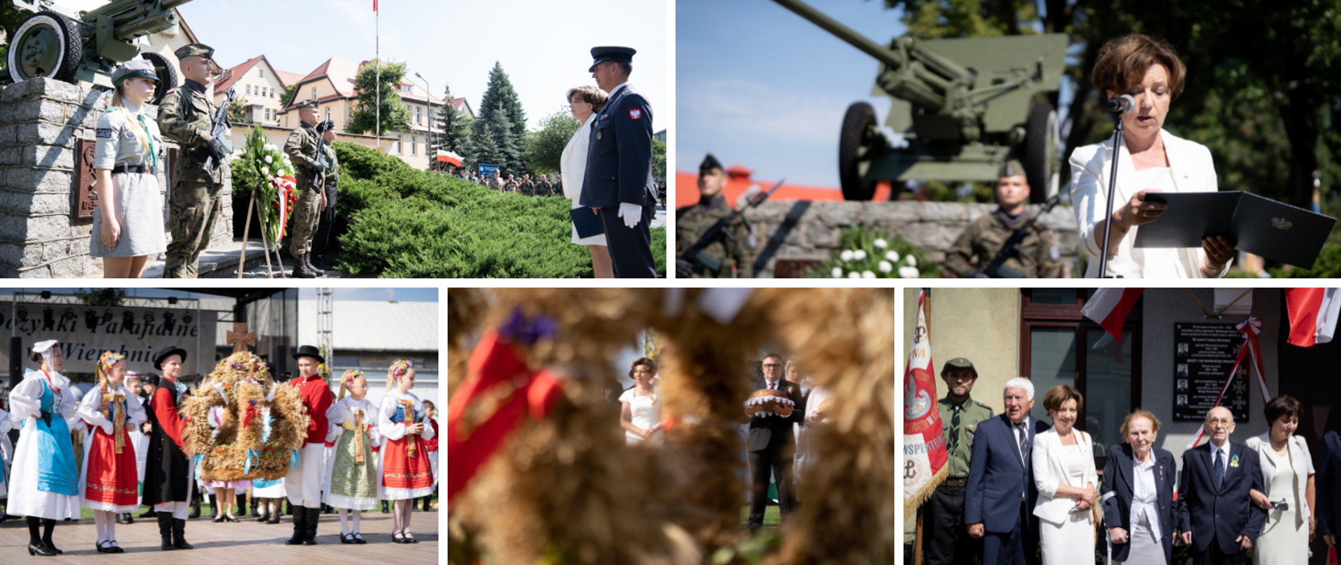 Kolaż zdjęć uroczystości z udziałem minister Marleny Maląg