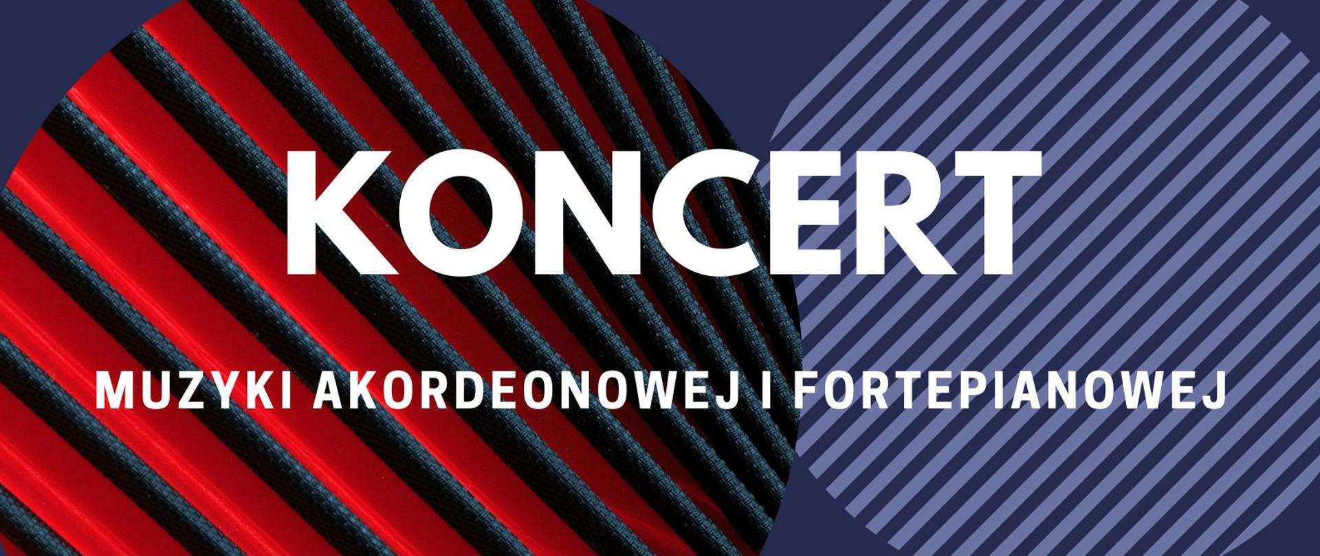 Grafika o tematyce muzycznej z informacją o terminie koncertu muzyki akordeonowej i fortepianowej