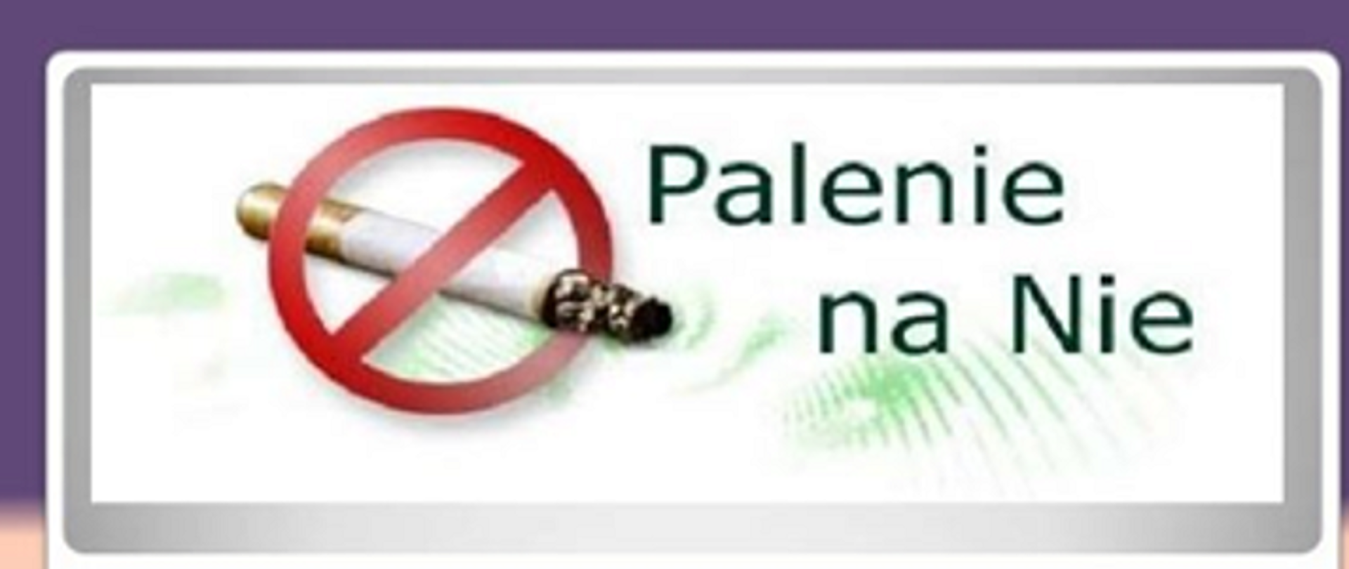 Zdjęcie ukazuje palącego się, przekreślonego czerwonym kółkiem w kształcie zakazu papierosa, oraz napis "Palenie na Nie"