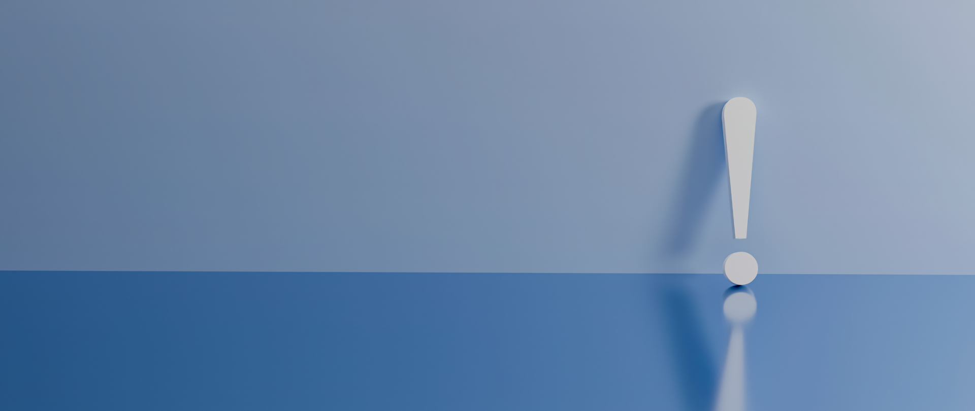 Błękitna grafika. Po prawej stronie biały wykrzyknik.