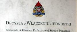 Zdjęcie przedstawia decyzję o włączeniu OSP Strzelce Opolskie do KSRG