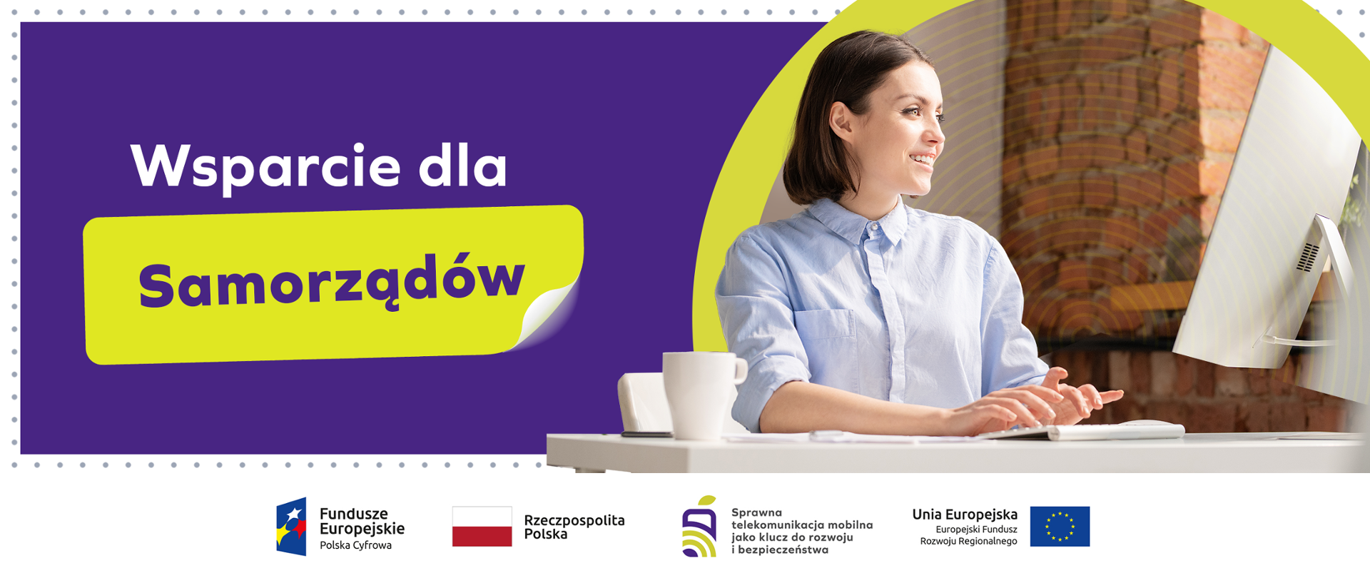 Element graficzny z napisem Wsparcie dla Samorządów.