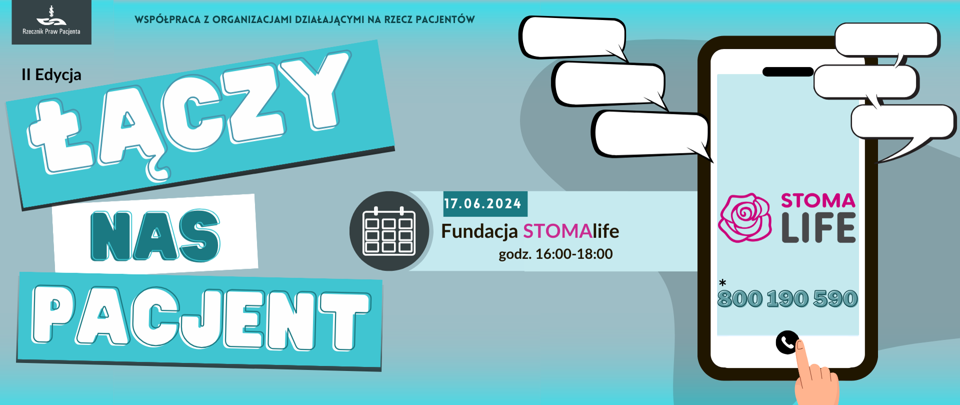 Baner łączy nas pacjent. Fundacja Stomalife 25 kwietnia godz. 8:00-10:00