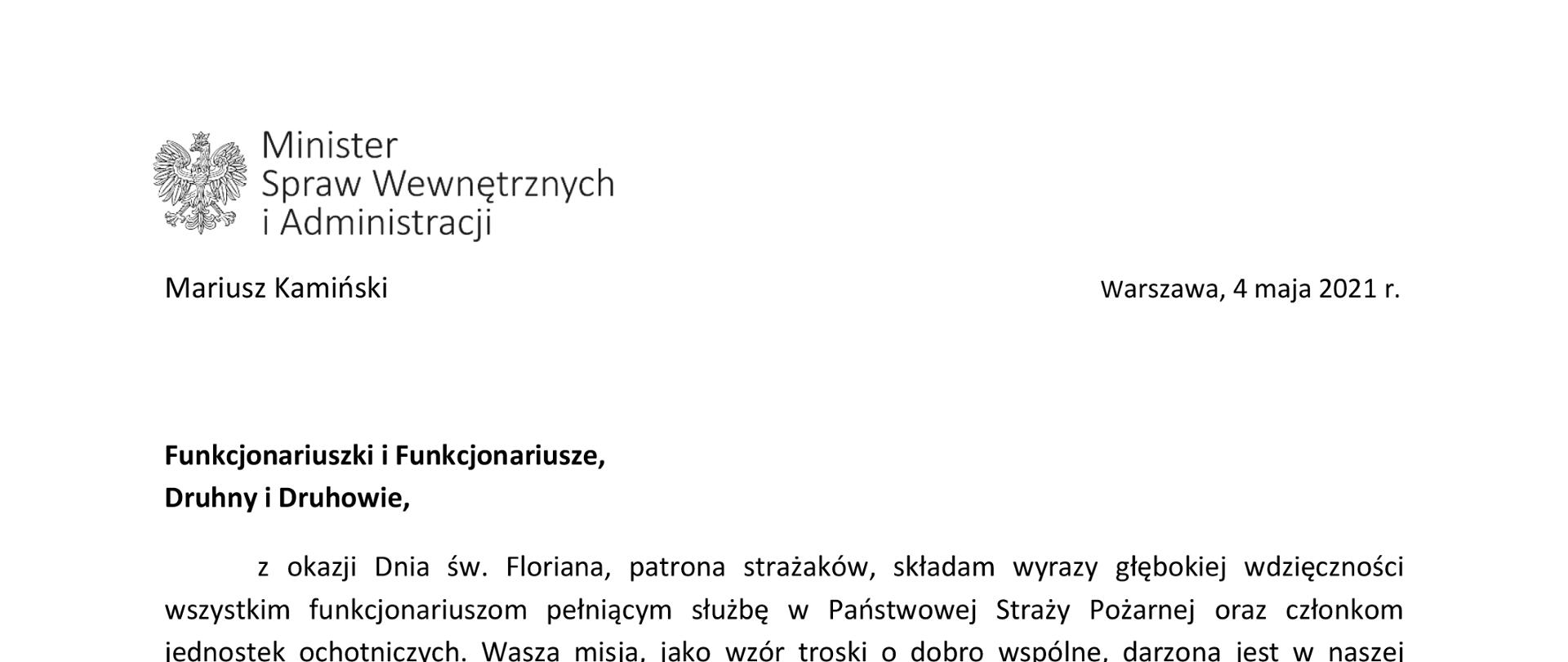Życzenia MSWiA z okazji Dnia Strażaka