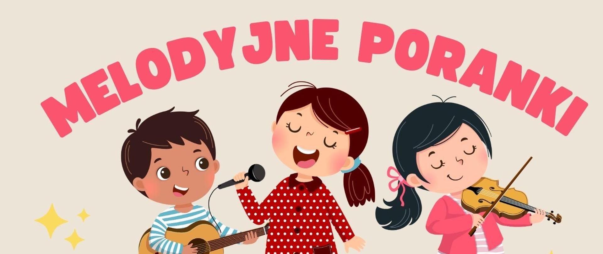 Grafika muzyczna z zaproszeniem na do szkoły na melodyjne poranki