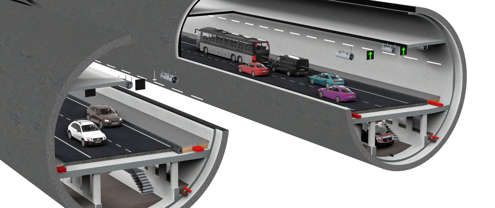 Rysunek przekroju tunelu pod Odrą