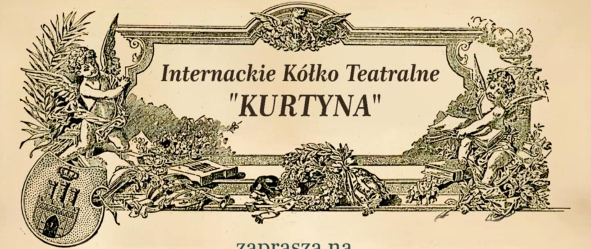 Zaproszenie na spektakl "Alicja w krainie czarów" przygotowany przez Internackie Kółko Teatralne "Kurtyna"