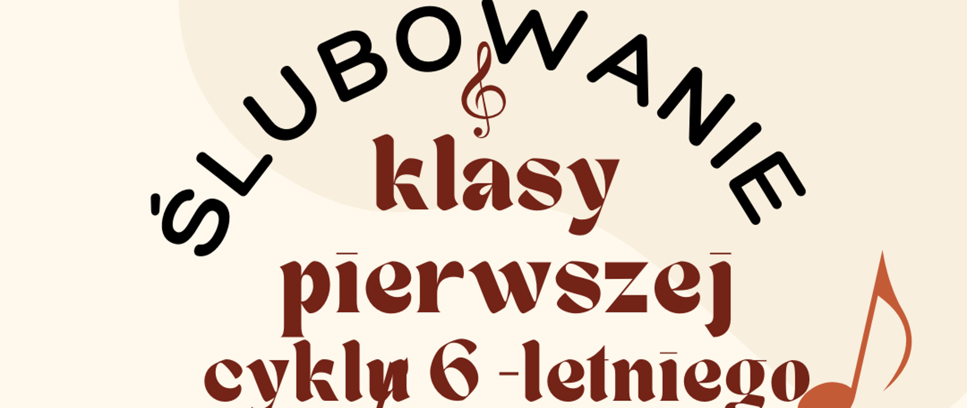 beżowy plakat z brązowymi napisami i grającymi na skrzypcach postaciami